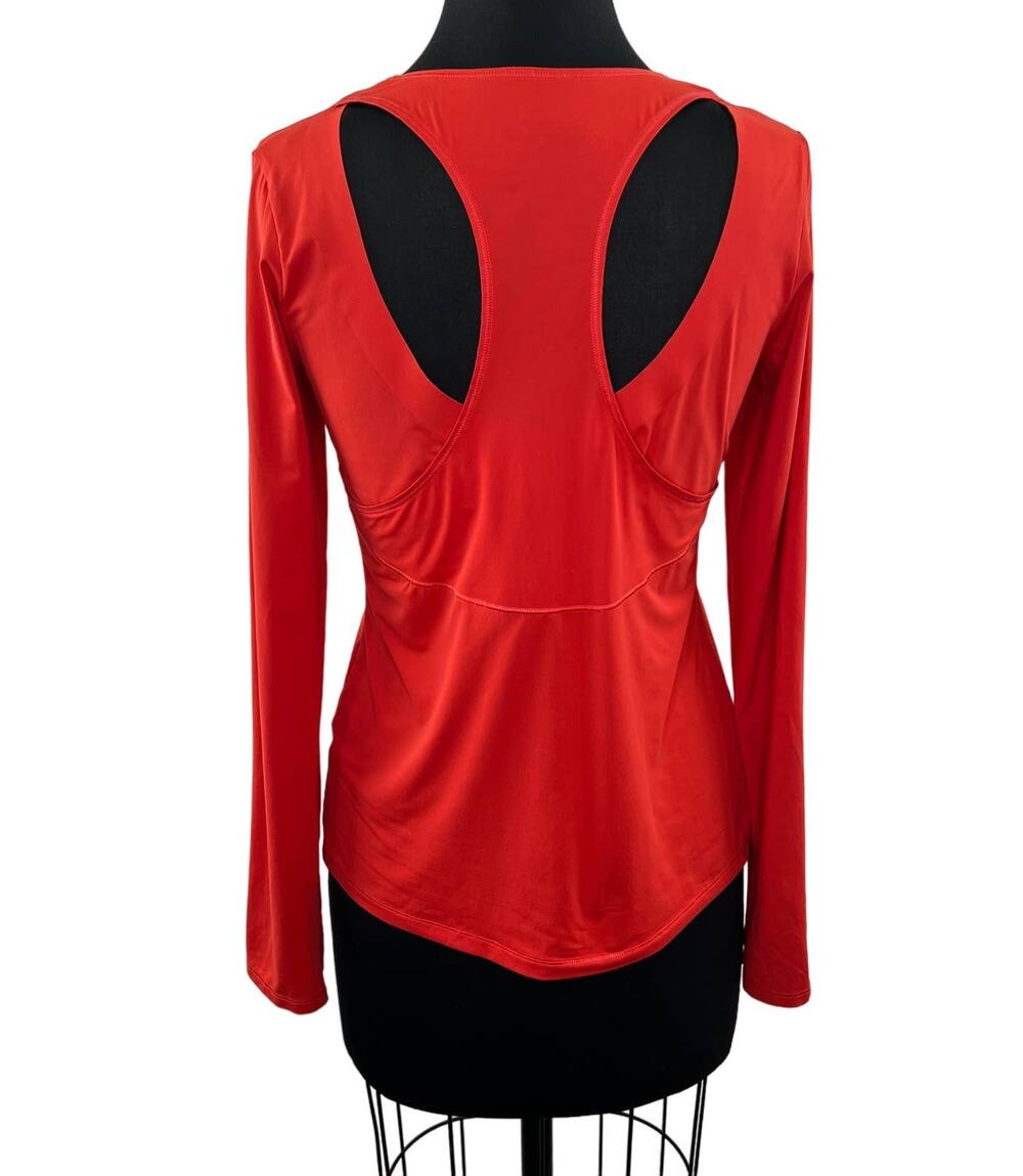 ATHLETA Rally Up Long Sleeve Cutout Back Top Orange 243068 Sun Protection UV S